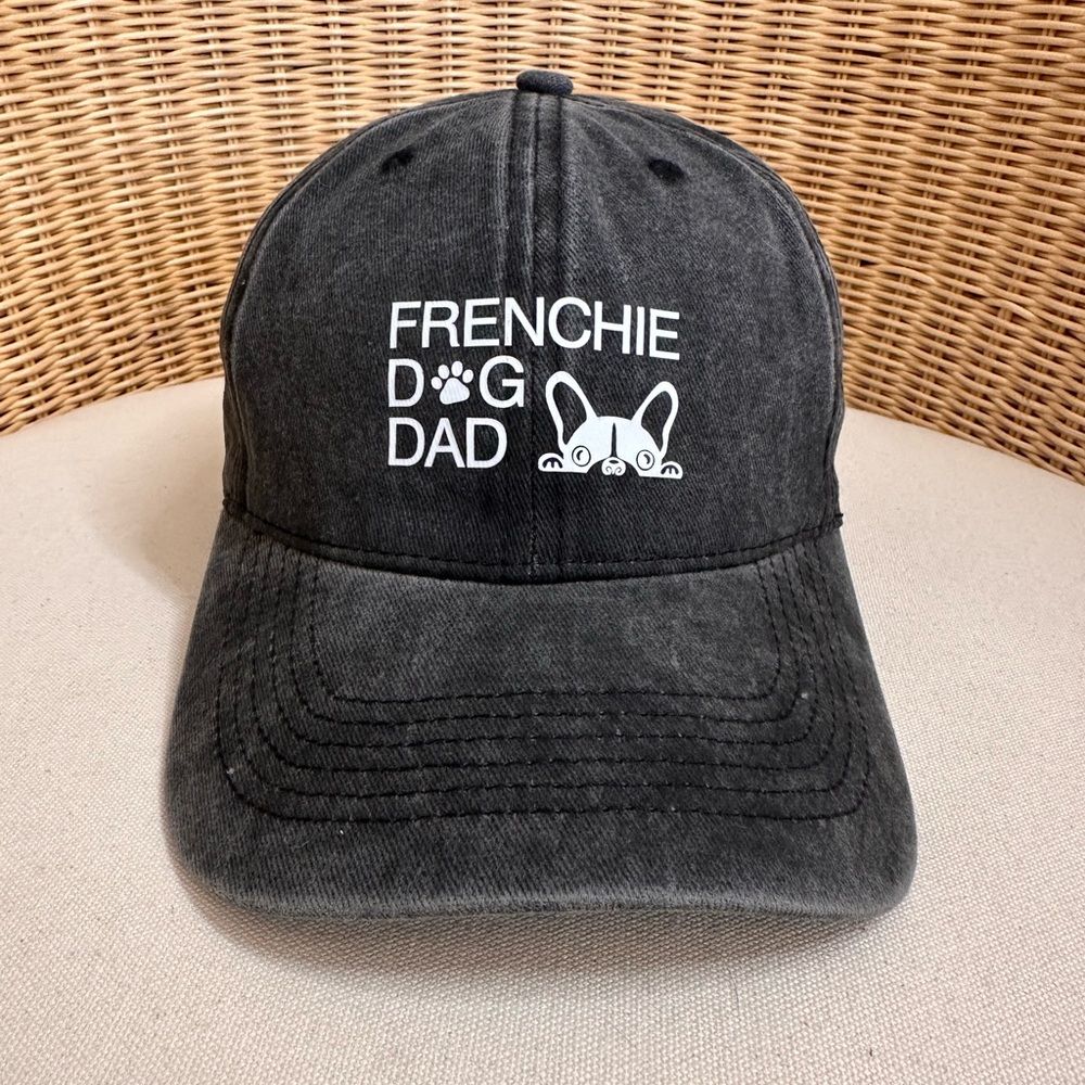 NWT “Frenchie Dad ” Faded Black & White Adjustable Ball Cap